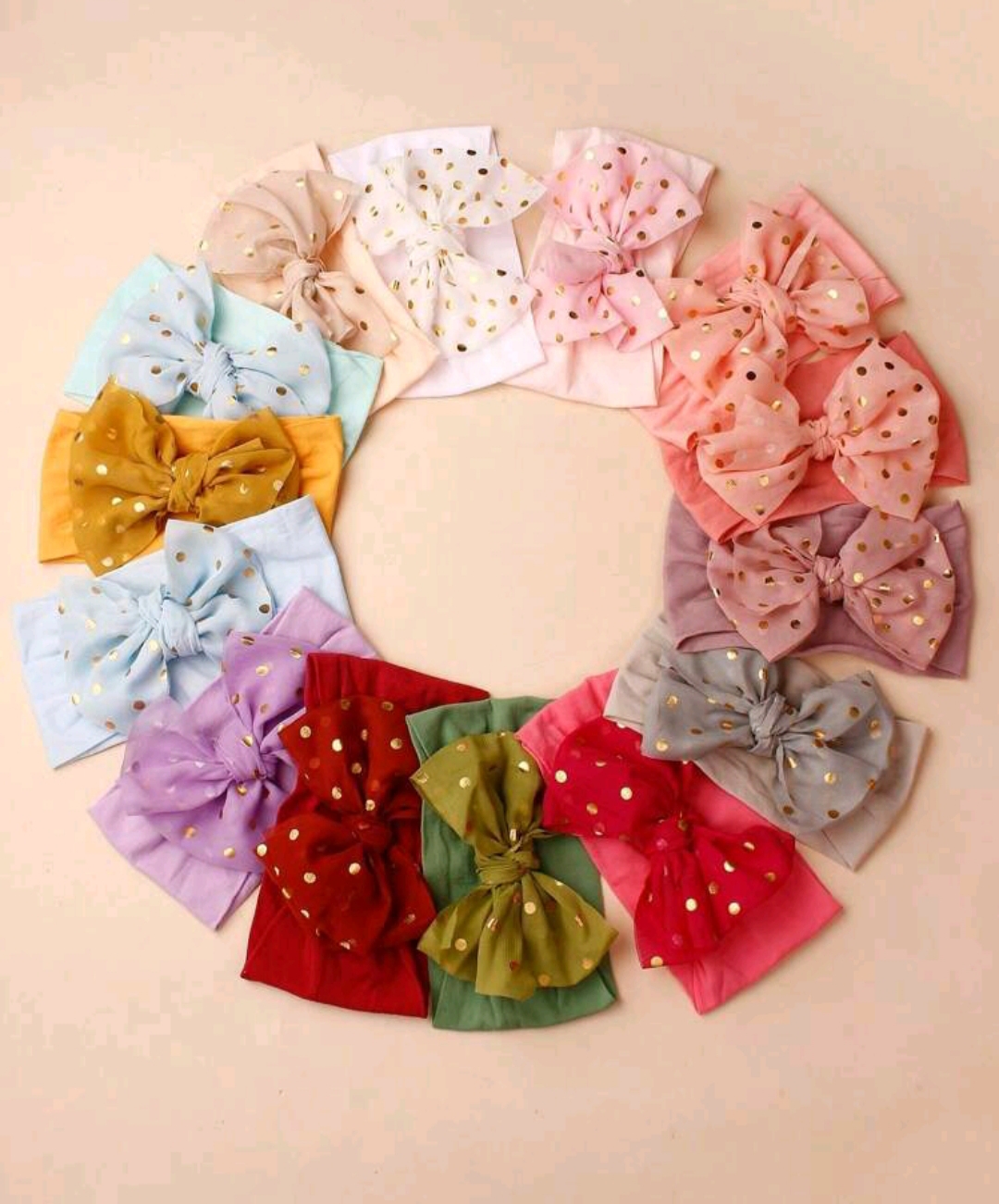 1 Und - Diademas unicolor con lazos de puntos dorados